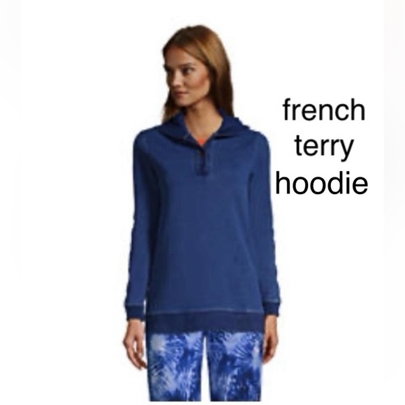 LandsEnd Tops - LandsEnd HOODIE TUNIC Wm FRENCH TERRY Generous Relaxed Fit